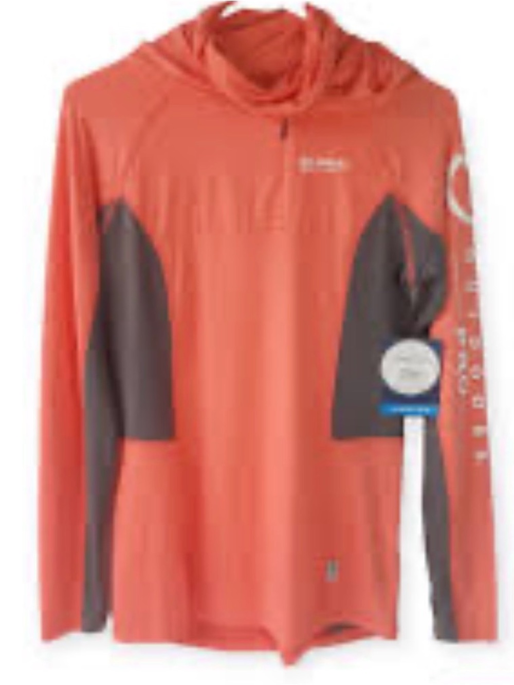 Magellan Outdoors Coral and Gray Hooded Long Sleeve Top